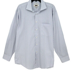 Joseph Abboud Dress Shirt Mens 16.5 35 White Blue Egyptian Cotton No Wrinkles